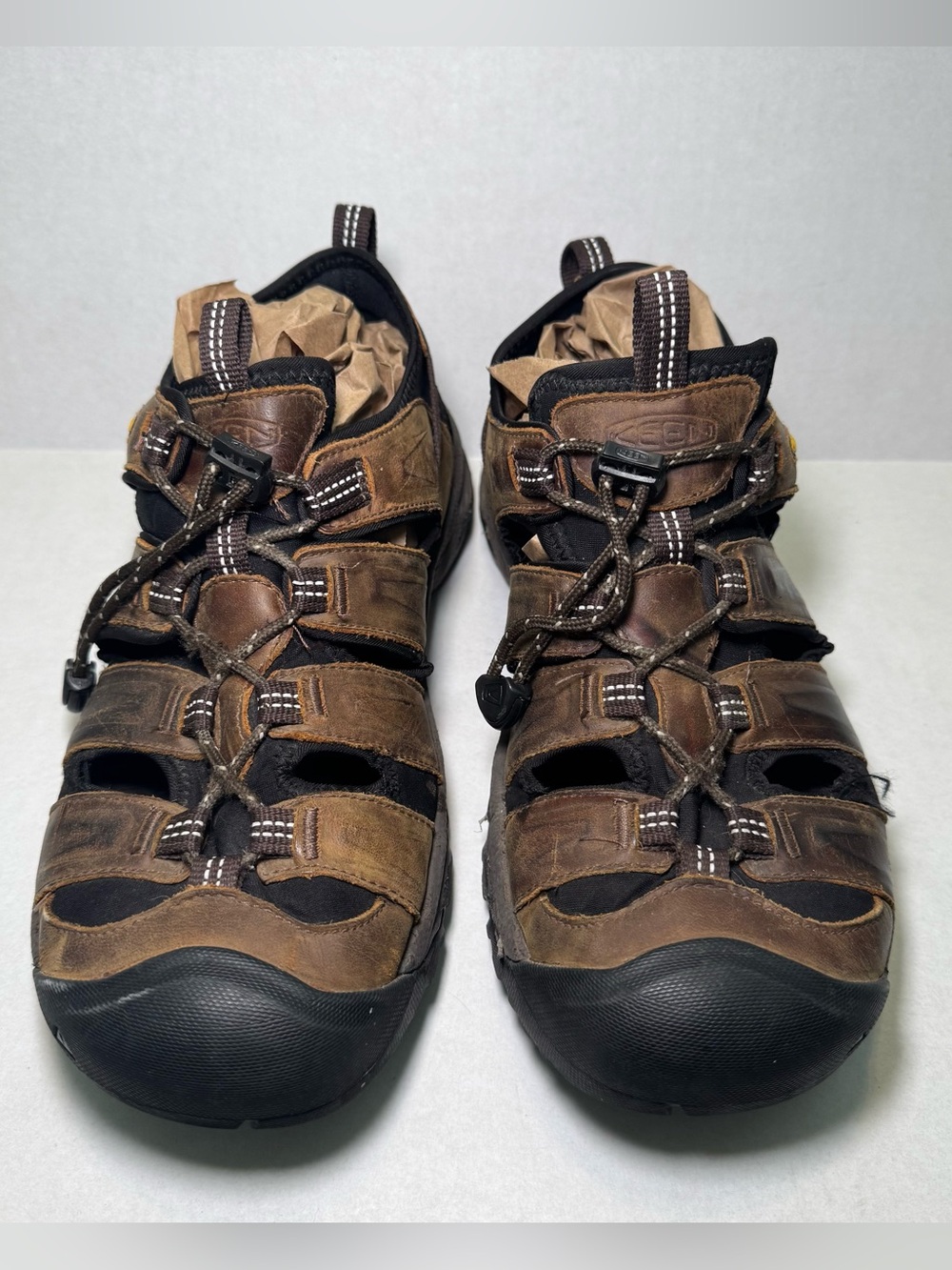 KEEN Waterproof Leather Hiking Sandals Men’s Size 10 Brown Outdoor Trail Shoes